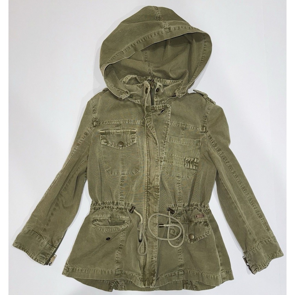 Utility Jacket With Hood Olive Green Womans Size S ZARA Trafaluc. Gorpcore